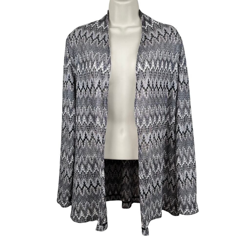 Chico's Travelers Open Front Cardigan Lightweight Geometric Gray Chico 2 US L